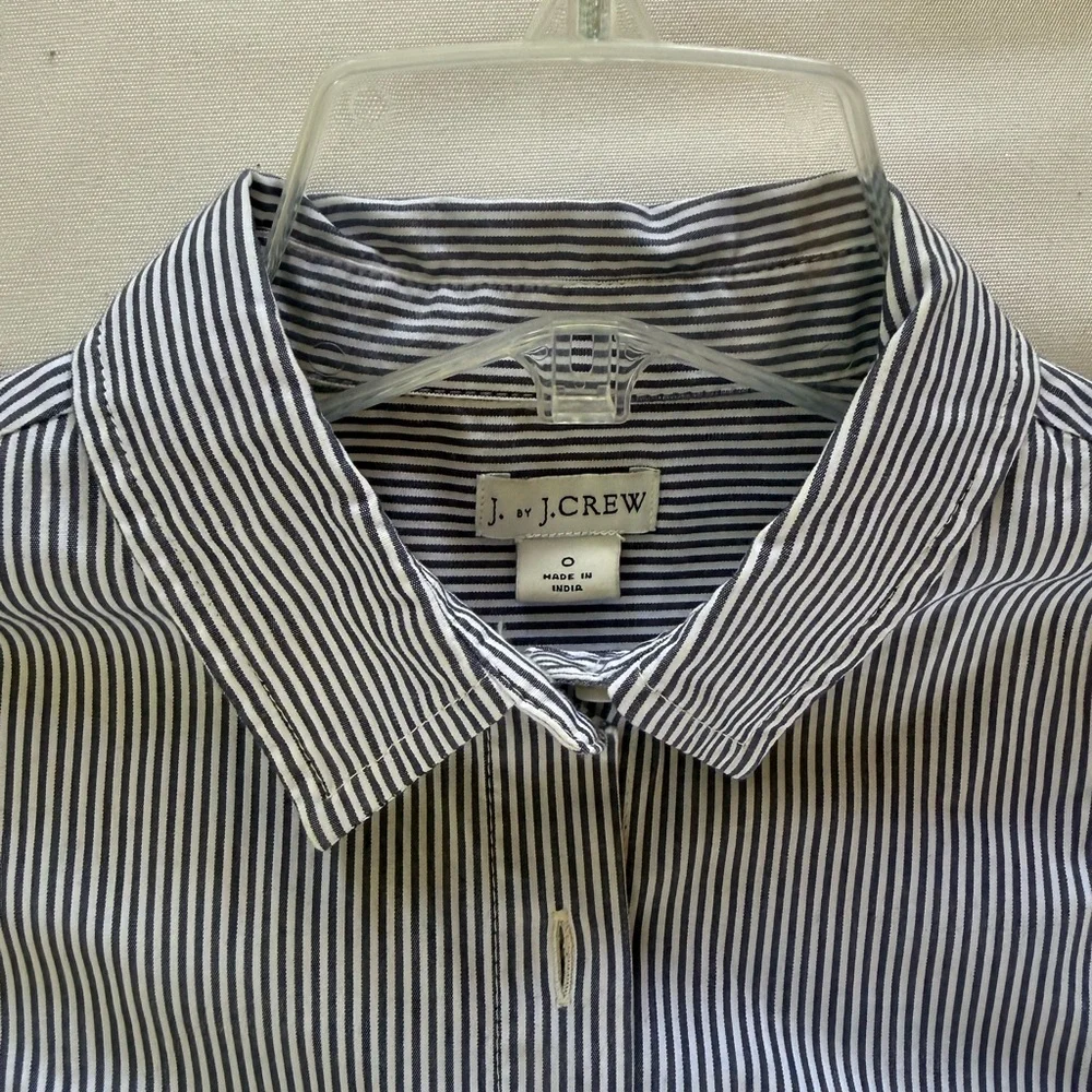 Striped Button-Front Shirt Dress with Waist Tie - Blue/White